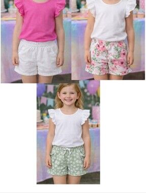 Girls Shorts Tahari, Cat & Jack & Wonder Nation XS 4/5 ,S 6 White Linen & Floral